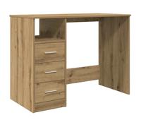 Bureau en bois d'ingénierie - CLARENCE - 102x76x50 cm - Chêne artisanal - 3 tiroirs - Surface lisse