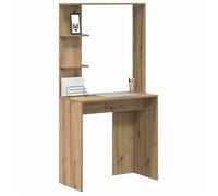 Bureau en bois d'ingénierie - CLARENCE - Chêne artisanal - 78,5 x 37 x 154,5 cm - 2 étagères - Usage intérieur