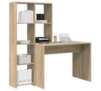Bureau en bois d'ingénierie - CLARENCE - Chêne Sonoma - 138,5 x 55 x 143 cm - 4 étagères - Usage intérieur