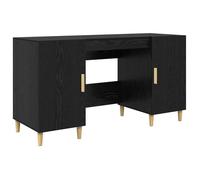 Bureau en bois d'ingénierie - vidaXL - 140x50x75 cm - Chêne Noir - Style industriel rustique - 4 étagères - 2 portes