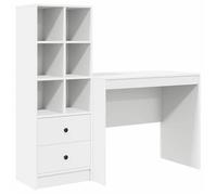 vidaXL Bureau avec tiroir avec étagère avec Stockage 2 pcs Blanc, Bureau Moderne, Meuble de Travail résistant, Station d'accueil Pratique pour Booster ta productivité