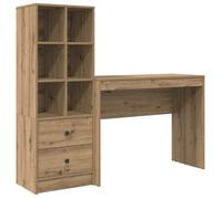 vidaXL Bureau en bois d'ingénierie Chêne artisanal 145,5×50×127 cm, 2 tiroirs, étagères intégrées