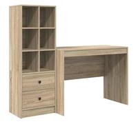 Bureau en bois d'ingénierie - vidaXL - Chêne Sonoma - 145.5x50x127 cm - 2 tiroirs - Assemblage facile - Entretien simple
