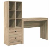 vidaXL Bureau avec tiroir avec étagère 2 pcs Chêne Sonoma, Bureau Moderne, Meuble de Travail résistant, Station d'accueil Pratique pour Booster ta productivité