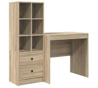 Bureau en bois d'ingénierie - vidaXL - Chêne Sonoma - 145.5x50x127 cm - 2 tiroirs - Étagères intégrées