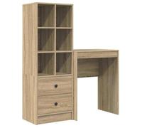 Bureau en bois d'ingénierie - vidaXL - Chêne Sonoma - 145.5x50x127 cm - 2 tiroirs - Étagères intégrées