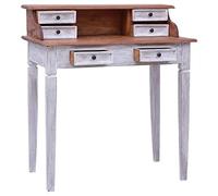 Bureau en bois massif d'acajou avec 6 tiroirs, 90 x 50 x 101 cm, couleur | Charme rustique, 6 tiroirs, 1 compartiment, montage facile, fixation murale incluse, style vintage