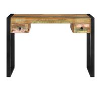 Bureau en bois massif recy vec cadre en acier et 2 tiroirs vintage | Fabriqué à la main, unique, bois de teck acacia manguier bois de saal, style rétro, utilisation polyvalente