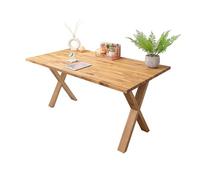 Bureau en chêne massif huilé - 1200 mm x 500 mm x 27 mm, entièrement fini en bois européen de qualité supérieure avec pieds en X pour le travail, l'écriture et l'étude