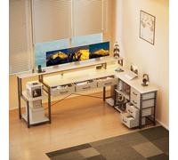Bureau en L - Bureau informatique - Bureau pour gamers - Table de travail - Bureau d'angle - Éclairage LED intelligent