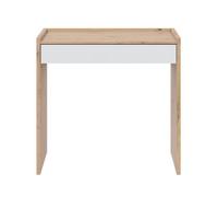 Bureau en mélaminé coloris blanc artik et chêne - Hauteur 81 x Longueur 77 cm x Profondeur 40 cm