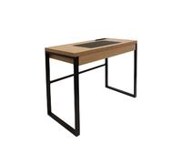 Home Deco Factory – Bureau HD3722 bois/métal avec tiroir – 100x50.3x74 cm – Couleur naturelle