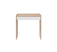PEGANE Bureau en mélaminé Coloris Blanc artik et chêne - Hauteur 81 x Longueur 77 cm x Profondeur 40 cm