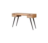 Bureau en teck beige, droit, avec rangement, 2 tiroirs - Chehoma, Pocket - 120x50x76 cm