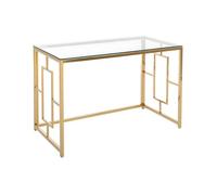 Bureau en verre trempé et acier - Doré et transparent - CLOTILDE