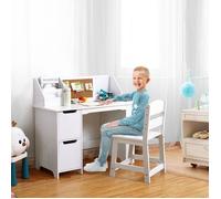 Bureau enfant avec chaise - Convient aux garçons et aux filles de 3 à 8 ans, blanc - 91 x 100x 46 cm