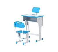 HOMCOM Bureau et chaise enfant – support lecture et casier – réglable 90–102 cm – Bleu