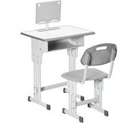 Bureau enfant avec chaise - ensemble bureau et chaise réglable - support de lecture, case - gris blanc G