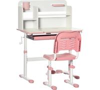 Bureau enfant avec chaise - Ensemble - Réglable en hauteur : table et chaise - Plateau de table inclinable - A partir de 3 ans - Table 80×52 cm - Rose