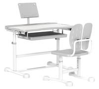 Bureau enfant avec chaise ršŠglable en hauteur, plateau inclinšŠ 45¡ã, tiroir et support de livre, gris
