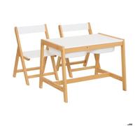 Ensemble Bureau & 2 Tabourets Enfant "Bako" 63cm Blanc
