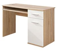 Bureau enfant DENVER – Avec tiroir, porte et étagère – Chêne et blanc design