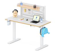 Bureau enfant FLEXISPOT, réglable en hauteur électriquement, avec écran LED, 3 positions de mémoire, tableau blanc magnétique, porte-gobelet et crochets, dimensions 110x52 cm