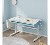 Bureau enfant 'Kuosa' réglable en hauteur avec tiroir et sac Acier 120 x 60 cm Bleu / Blanc