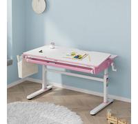Bureau enfant 'Kuosa' réglable en hauteur avec tiroir et sac Acier 120 x 60 cm Rose / Blanc