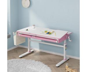 Bureau enfant 'Kuosa' réglable en hauteur avec tiroir et sac Acier 120 x 60 cm Rose / Blanc