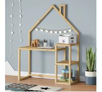 Bureau enfant NIVIA en forme de maison en pin massif, bureau chambre enfant bois, en pin massif coloris naturel
