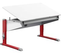 Bureau enfant réglable en hauteur | évolutif, ergonomique et inclinable pour une posture correcte | idéal pour les enfants scolarisés | Bureau blanc (standard, rouge, 117,2 cm x 70,5 cm)