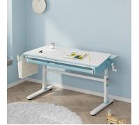 Bureau enfant 'Kuosa' réglable en hauteur avec tiroir et sac Acier 120 x 60 cm Bleu / Blanc