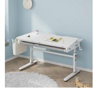 Bureau enfant réglable en hauteur Kuosa 120 x 60 cm gris blanc