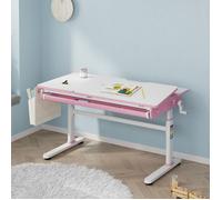 Bureau enfant réglable en hauteur Kuosa 120 x 60 cm rose blanc