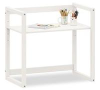 Bureau enfant SUZA réglable en hauteur 80 x 76 x 48 cm bois de pin massif, Bureau chambre enfant, 4 niveaux de hauteur, Blanc Blanc G