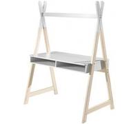 Bureau enfant Tipi 2 niches bois laqué blanc et pieds pin clair Kiddy Gris G