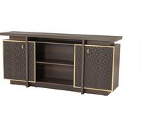 Bureau Ensemble de 3 pièces table de bureau sideboard bibliothèque marron uni