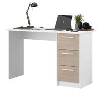 BUREAU ESSENTIEL PARISOT 3 TIROIRS - DÉCOR CHENE ET BLANC - L 121,2 X P 55 X H 74,5 CM - FABRIQUÉ EN FRANCE