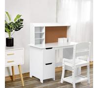 Bureau et chaise pour enfant en MDF, bureau blanc pour enfant avec espace de rangement, poste de travail ergonomique pour enfant, idéal pour l'étude et le dessin, meuble pratique pour chambre d'enfant