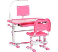 Bureau et chaise pour enfants - Ensemble - Réglable en hauteur - Plateau inclinable - Tiroir - 80×49,5×105 cm - PP/MDF/acier - Montage facile