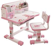 Bureau et chaise pour enfants, table Lego pour tout-petits, bureau pour les devoirs à l'école, avec un plateau de bureau plus large, tiroirs multiples avec motifs de dessins animés, et réglable en hau