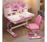 Bureau et chaise réglables en hauteur pour enfants, bureau ergonomique pour enfants avec tiroir, gain de place, motif dessin animé, idéal pour les élèves du primaire et du collège, cadeau pour filles,