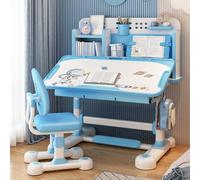 Bureau et chaise réglables en hauteur pour enfants, ensemble de bureau et chaise pour enfant, bureau pour salle de classe ou bureau d'étude pour enfant avec surface de travail élargie, étagère, tiroir