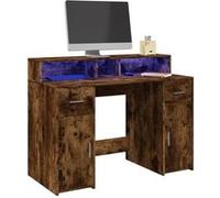Vidaxl Bureau Et Lumières Led Chêne Fumé 120x55x91cm Bois D'ingénierie Multicolore