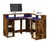 Vidaxl Bureau Et Lumières Led Chêne Fumé 130x130x91cm Bois Ingénierie Multicolore