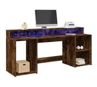 Vidaxl Bureau Et Lumières Led Chêne Fumé 200x55x91cm Bois D'ingénierie Multicolore