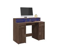 Bureau et lumières LED chêne marron bois d ingénierie