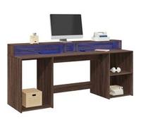 Bureau et lumières LED chêne marron bois d ingénierie Marron G