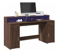 vidaXL Bureau et lumières LED chêne marron bois d'ingénierie